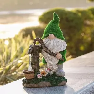 Solar Gnome Garden Ornament LED Water Pump Home Patio Flower Bed Lighting