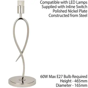 Eaves Luxury Table Lamp Light Polished Nickel Curved Modern Elegant Bulb Holder