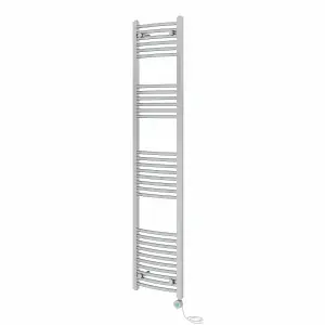 Rinse Bathrooms Electric Heated Towel Rail Curved Chrome Thermostatic Bathroom Towel Radiator with Timer - 1800x400mm