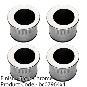 4 PACK - Small Recessed Sliding Door Flush Pull - 29mm Round 23mm Depth Satin Chrome