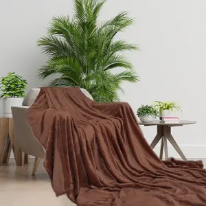 Neel Blue Soft Fluffy Fleece Blanket - Brown - 130cm x 150cm