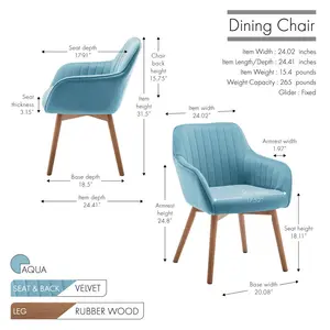 Ariad Upholstered Dining Chair Aqua