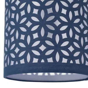 First Choice Lighting Set of 2 Navy Blue Laser Cut 15.5cm Table Lamp Shades