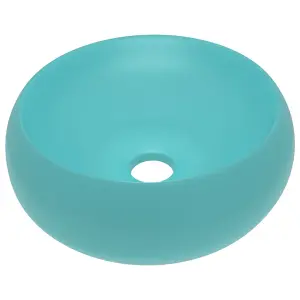 Berkfield Luxury Wash Basin Round Matt Light Green 40x15 cm Ceramic