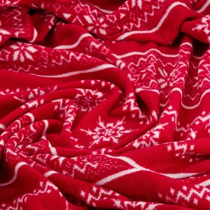 Celebright Christmas Fleece Throw - Large 50 x 60 Inch - Fluffy Microfiber Blanket - Scandi Nordic Red