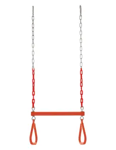 Swingan - Trapeze Swing Bar - Vinyl Coated Chain - Fully Assembled - Orange