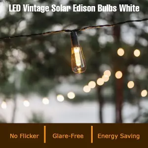 SA Products Vintage Edison Bulb Solar Garden String Lights - Warm White 10 LEDs - 2.25m