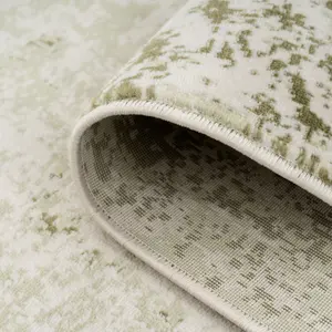 Sage Green Distressed Abstract Bedroom Living Runner Rug 60x240cm