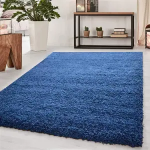 Abaseen 160x230 cm Navy Blue Thick Pile Soft Shaggy Modern Rug