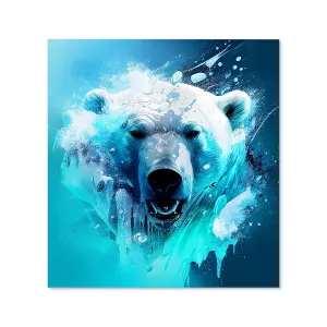 Polar Bear Face Splashart Premium Glass Kitchen Splashback W600mm x H650mm