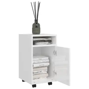 Berkfield Side Cabinet with Wheels High Gloss White 33x38x60 cm Engineered Wood