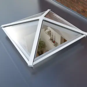 Atlas White Square Roof lantern with Self Clean Solar Clear glass, (L)1.75m (W)1.75m (H)420mm