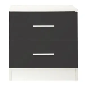 Eva 2 Drawer Bedside Table Matte White/Gloss Grey