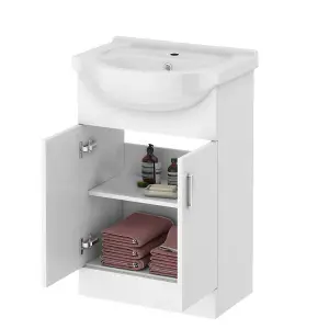 Nes Home Compact Cloakroom 550 mm Basin Flat Pack Vanity Cabinet Unit Sink