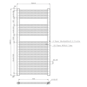 Right Radiators Electric Heated Towel Rail Radiator Straight Pre-filled Designer Ladder Warmer White 1100x500 mm