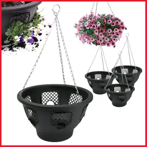 DIVCHI 12 Inch Indoor Outdoor Balcony Patio Hanging Basket Set of 4