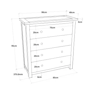 Maggiori 4 Drawer Chest of Drawers Chrome Knob