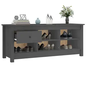 Berkfield Shoe Cabinet Grey 110x38x45.5 cm Solid Wood Pine