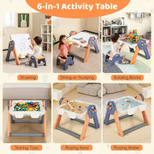 Costway 6-In-1 Multi-activity Kids Play Table & Chair Set Folding Kids Painting Easel