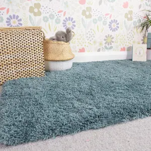 Ocean Blue Thick Soft Shaggy Runner Rug 60x240cm