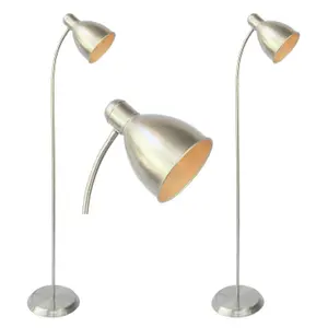 First Choice Lighting Set of 2 Carter Satin Nickel Floor Lamps