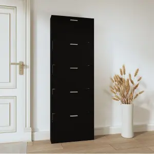 Shoe Cabinet Black 59x17x169 cm Engineered Wood