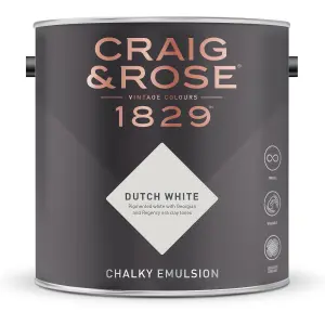 Craig & Rose 1829 Dutch White Chalky Emulsion paint, 2.5L