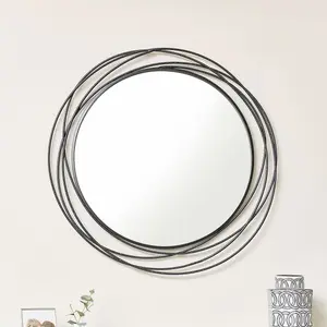 Melody Maison Large Black Swirl Wall Mirror - 88cm x 85cm