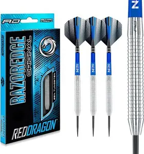 RED DRAGON Razor Edge Original - Tungsten Professional Steel Darts With Flights And Shafts – Available In 20G, 21G, 23G, 24G, 26G, 28G, 29G, 30G, 33G