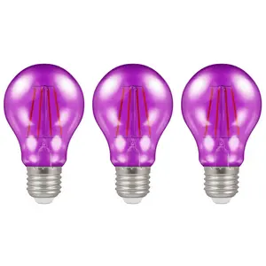 Crompton Lamps LED GLS 4.5W E27 Harlequin IP65 Purple Translucent (3 Pack)