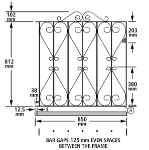 REGA Metal Scroll Low Flat Garden Gate 914mm GAP x 914mm High RSZP3