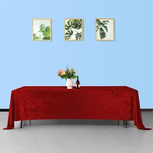 Diamond Velvet Rectangle Tablecloth, Red , 70 Inch x 144 Inch