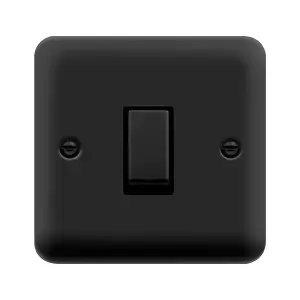 Curved Matt Black 1 Gang 20A Ingot DP Switch - Black Trim - SE Home