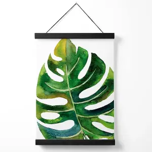 Tropical Monstera Abstract Watercolour Botanical Medium Poster with Black Hanger