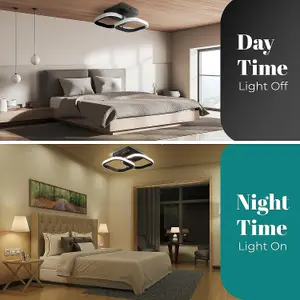 22W LED Square Ceiling Light Black