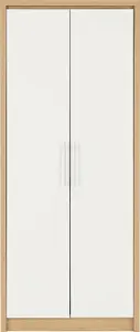 Seville 2 Door Wardrobe in White High Gloss Light Oak Effect Veneer