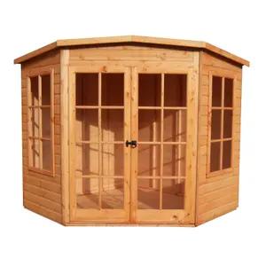 Shire Hampton 8x8 ft Toughened glass & 2 windows Pent Wooden Summer house