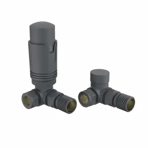 Right Radiators Anthracite Corner Thermostatic Valve Radiator Valves with Lockshield Valve 15mm x 1/2"