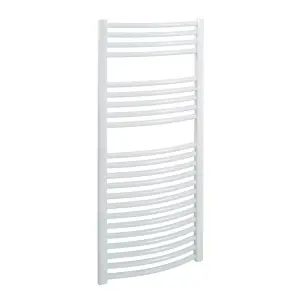 Bray Heated Towel Rail For Central Heating, Curved, White - W500 x H1200 mm