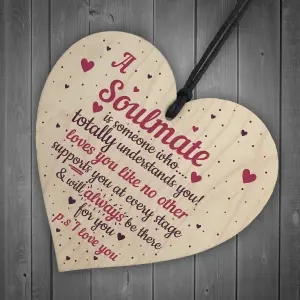 Red Ocean My Soulmate I Love You Wooden Heart Plaque Anniversary Birthday Gifts For Him For Her