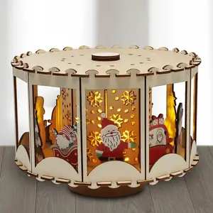 URBNLIVING 20cm Width 6 LED Christmas Lamp Carousel Spinning Festive Scene Santa Decor Ornament