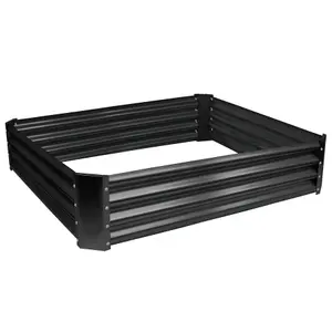 Square Galvanised Steel Raised Garden Beds - 120cm x 120cm - Anthracite - Pack of 2