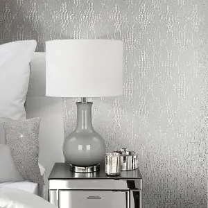 Muriva Silver Texture Metallic effect Embossed Wallpaper