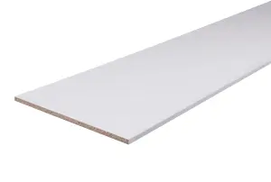 White Semi edged Furniture panel, (L)2.5m (W)200mm (T)18mm