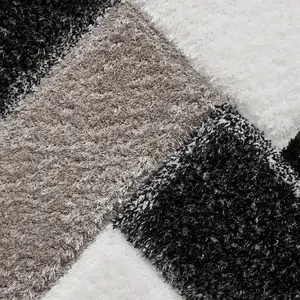 Black White Shaggy Geometric Modern Rug for Living Room Bedroom and Dining Room-160cm X 220cm