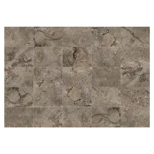 Zelus Brown Stone Effect Indoor & Outdoor Porcelain Tile - Pack of 4, 1.17m² - (L)650x(W)450mm