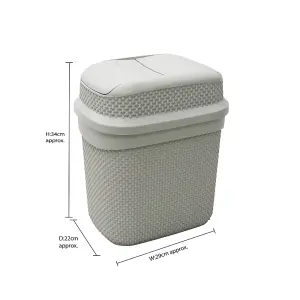 JVL Droplette Design Plastic Lidded Bin, Grey