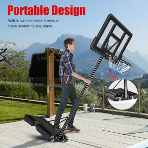 Costway Portable Basketball Hoop for Both Youth and Adults Height Adjustable 1.35-3.05m