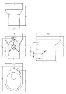 Back Round Back To Wall Toilet Pan   - 410mm x 370mm x 520mm