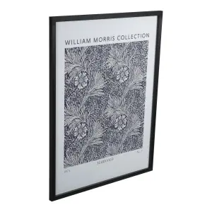 William Morris Blue & Black Framed print (H)83cm x (W)63cm